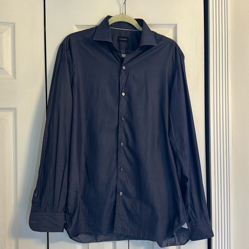 Ermenegildo zegna blue button down shirt